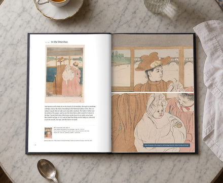 Colour on copper, open at In the Omnibus: the whole sheet on the left, two details on the right