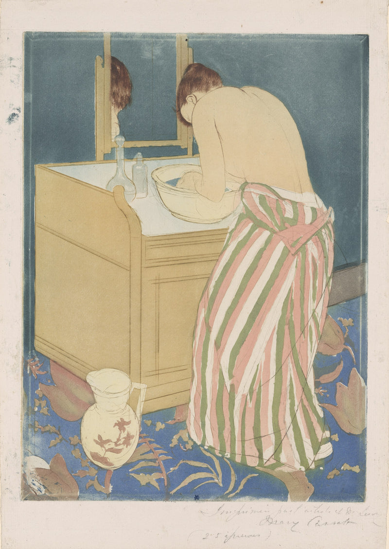 Mary Cassatt, Woman Bathing, colour aquatint and drypoint, 1890–91
