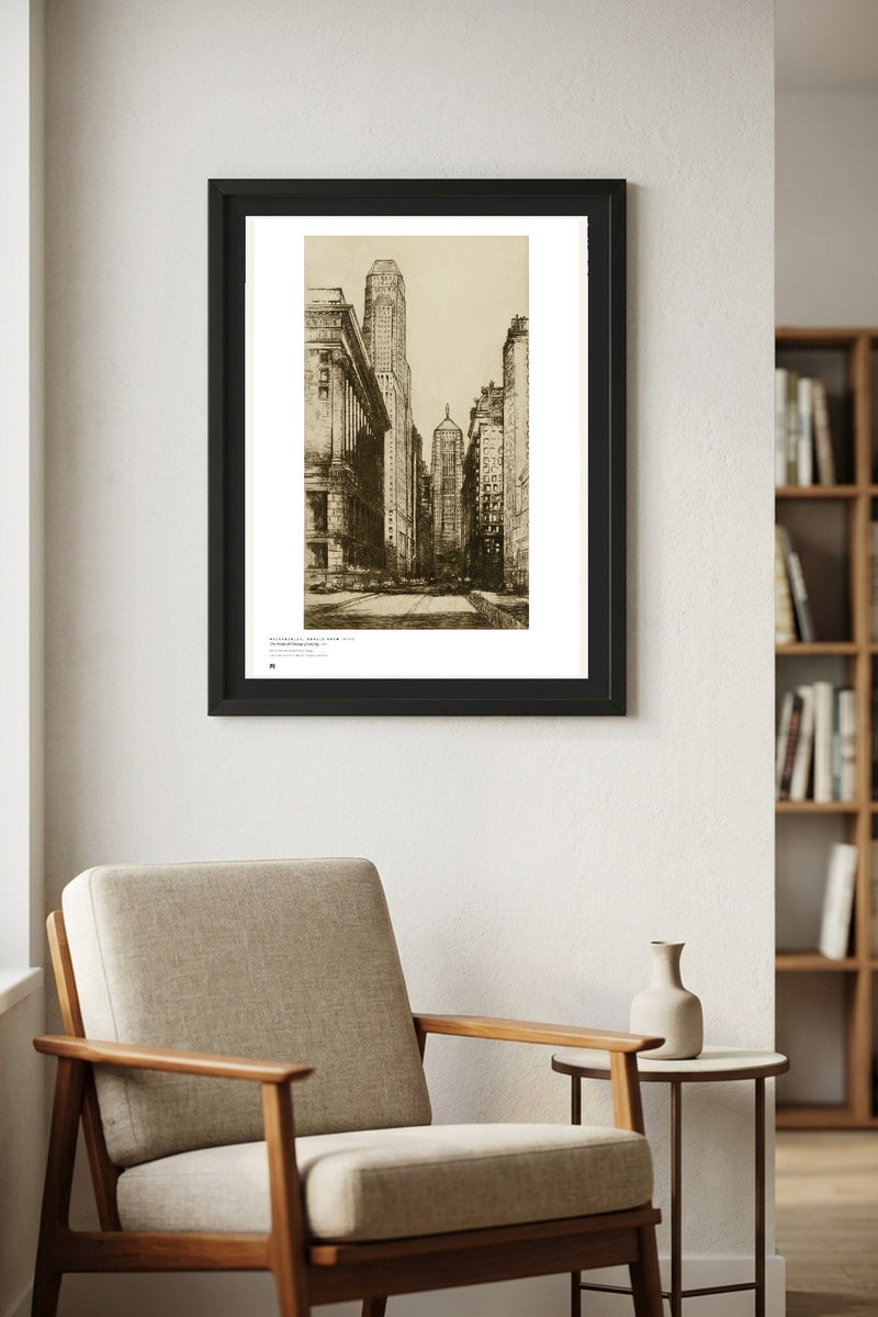 Donald Shaw MacLaughlan — The Heart of Chicago (Evening) — Métrica art print, framed on a wall