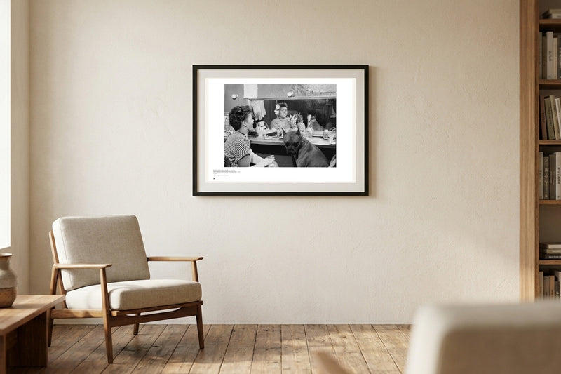 William P. Gottlieb — Billie Holiday in the dressing room, 1946 — Métrica art print, framed on a wall