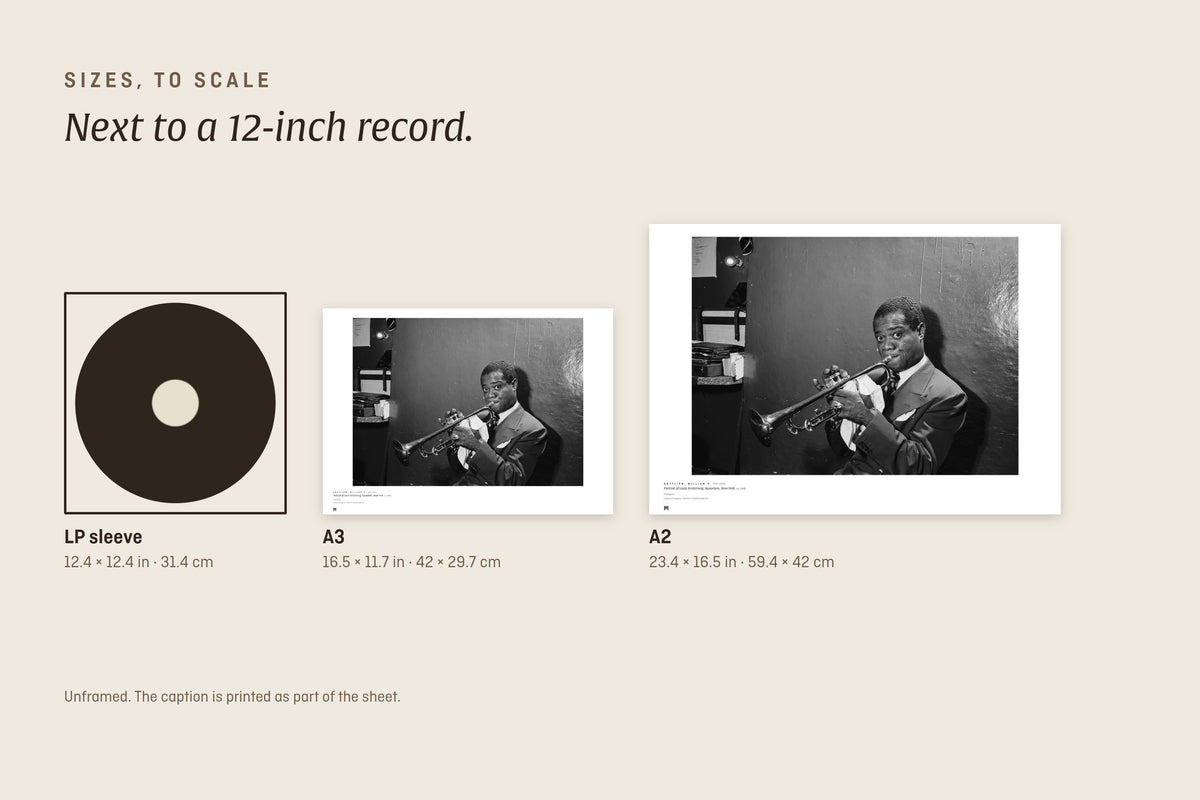 Sizes to scale next to a 12-inch record sleeve