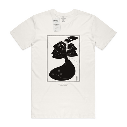 Aubrey Beardsley — The Black Cape · Métrica archive flat lay — neck print and hang tag