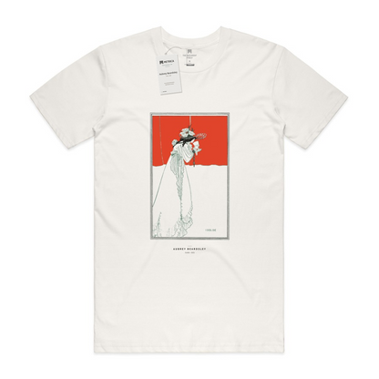 Aubrey Beardsley — Isolde · Métrica archive flat lay — neck print and hang tag
