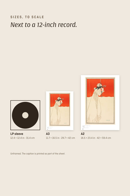 Sizes to scale next to a 12-inch record sleeve