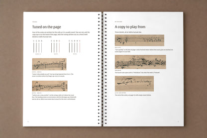 Senza Basso — open notebook: the two retuned suites, with the tunings drawn as strings, digitally composed product view