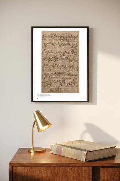 J. S. Bach — The Well-Tempered Clavier I, the last page (autograph) — Métrica art print, framed on a wall