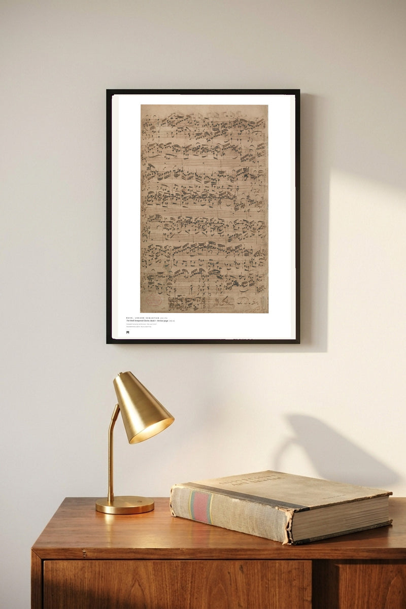 J. S. Bach — The Well-Tempered Clavier I, the last page (autograph) — Métrica art print, framed on a wall