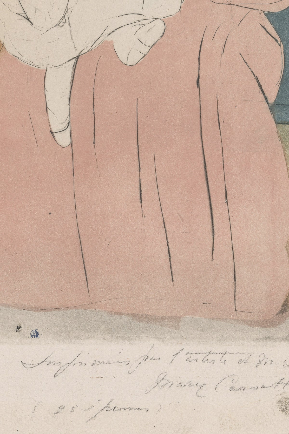 Detail: the pencil inscription in the artist’s hand