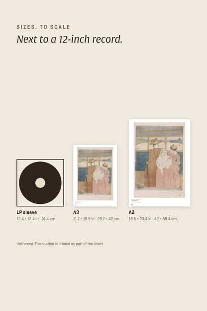 Sizes to scale: A3 and A2 next to a 12-inch record sleeve