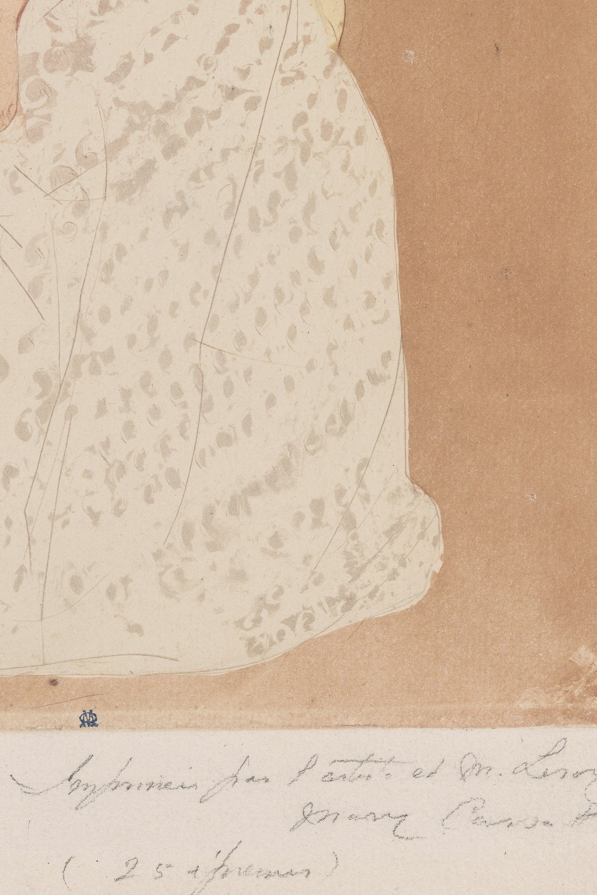 Detail: the pencil inscription in the artist’s hand