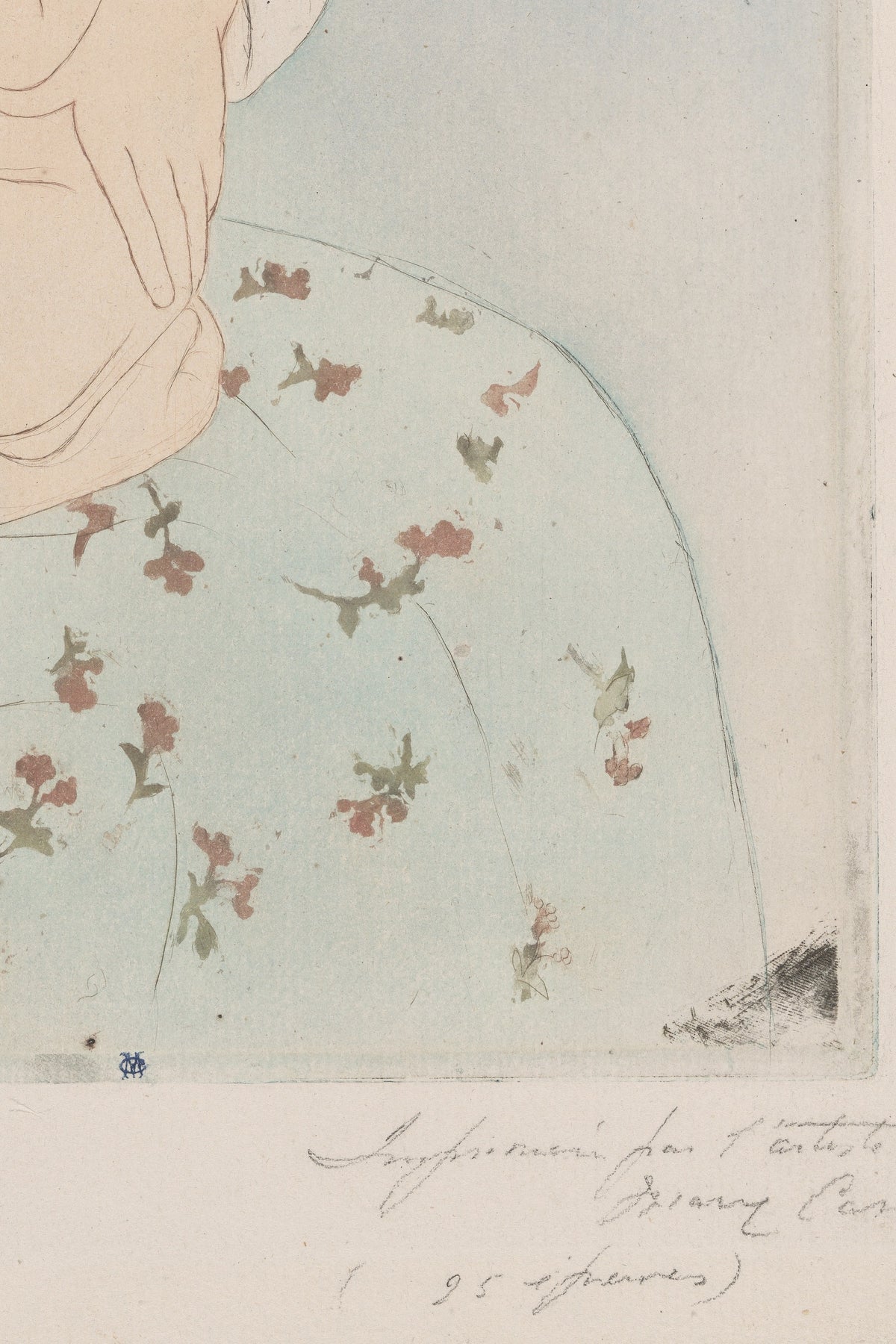 Detail: the pencil inscription in the artist’s hand
