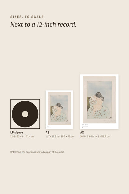Sizes to scale: A3 and A2 next to a 12-inch record sleeve
