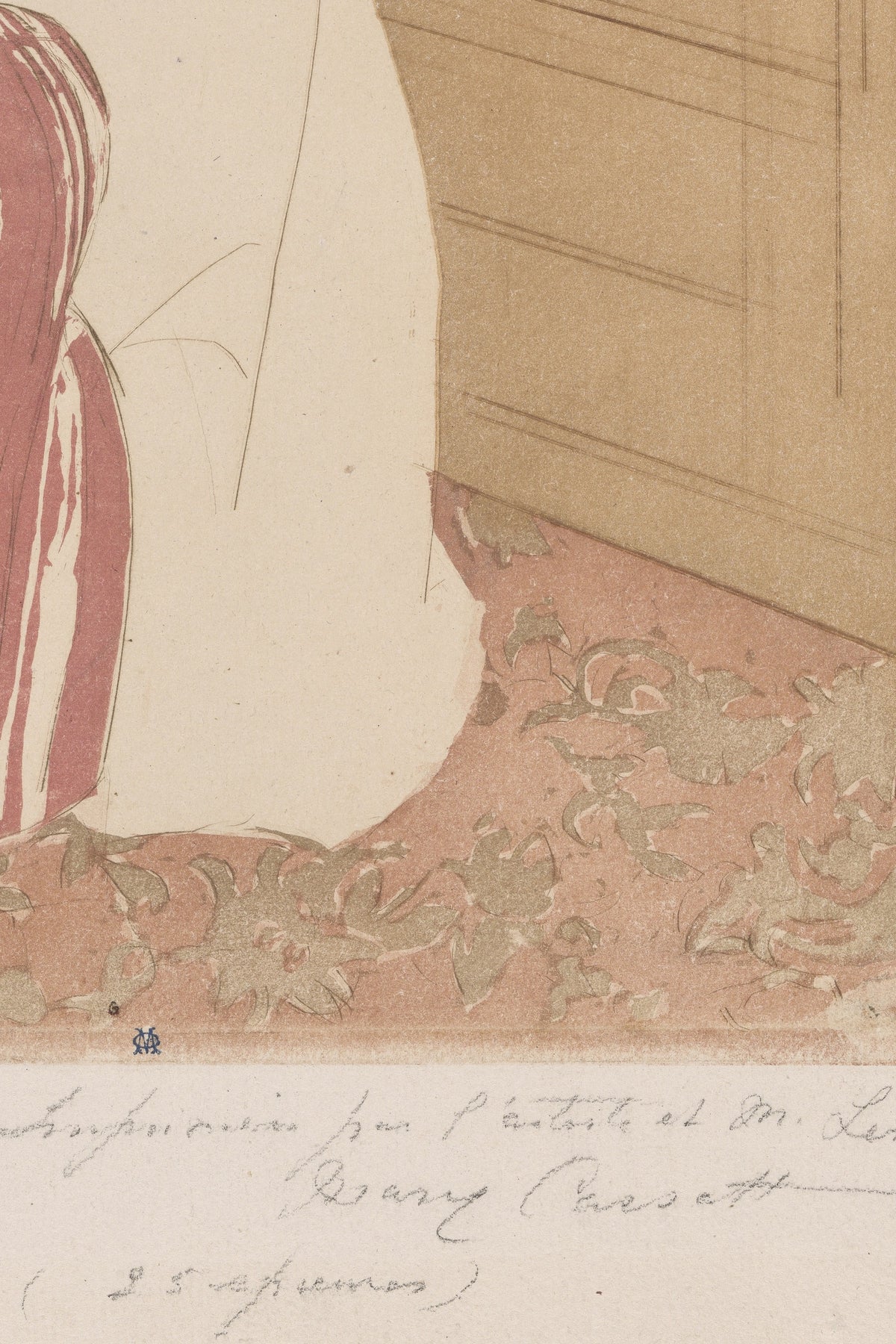 Detail: the pencil inscription in the artist’s hand