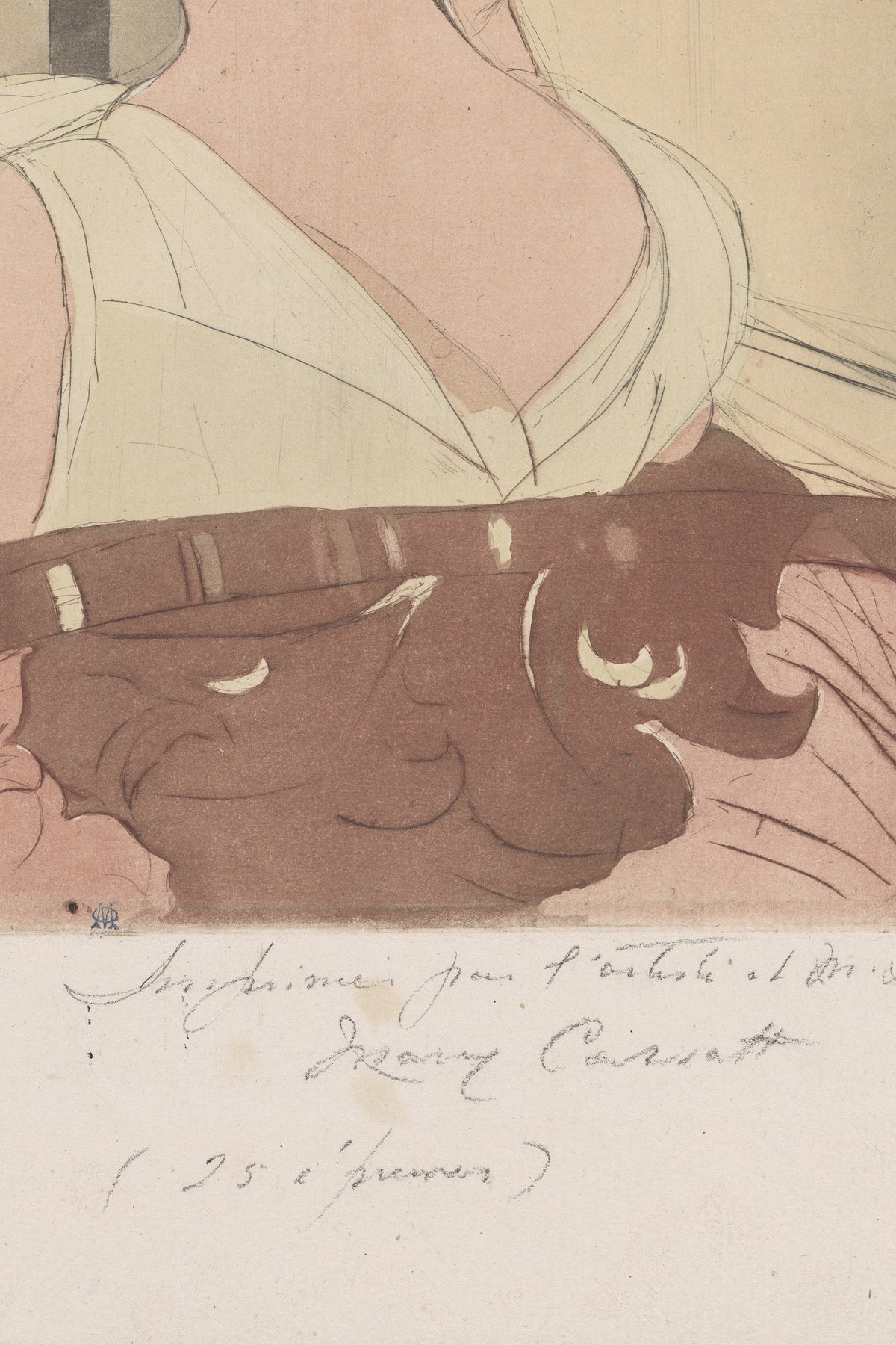 Detail: the pencil inscription in the artist’s hand