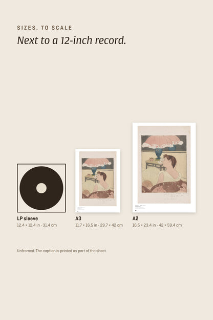 Sizes to scale: A3 and A2 next to a 12-inch record sleeve
