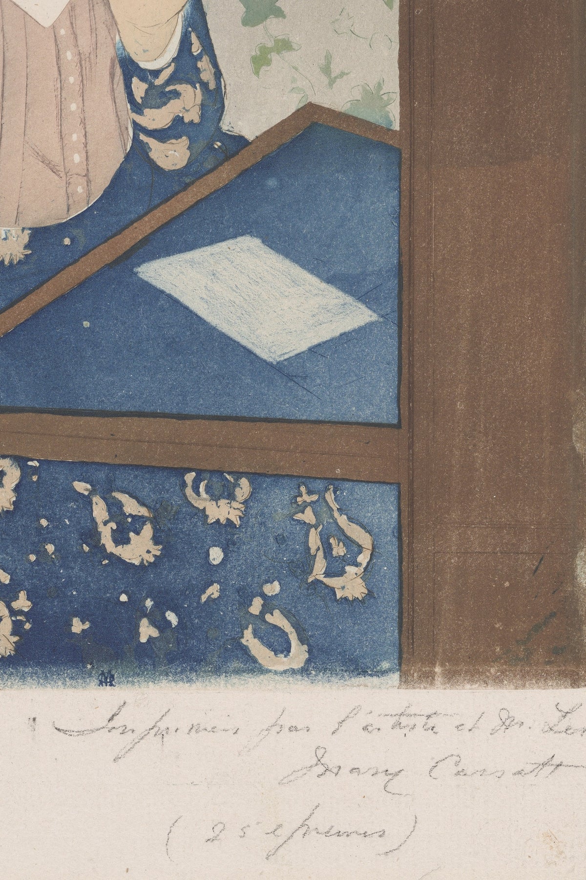 Detail: the pencil inscription in the artist’s hand