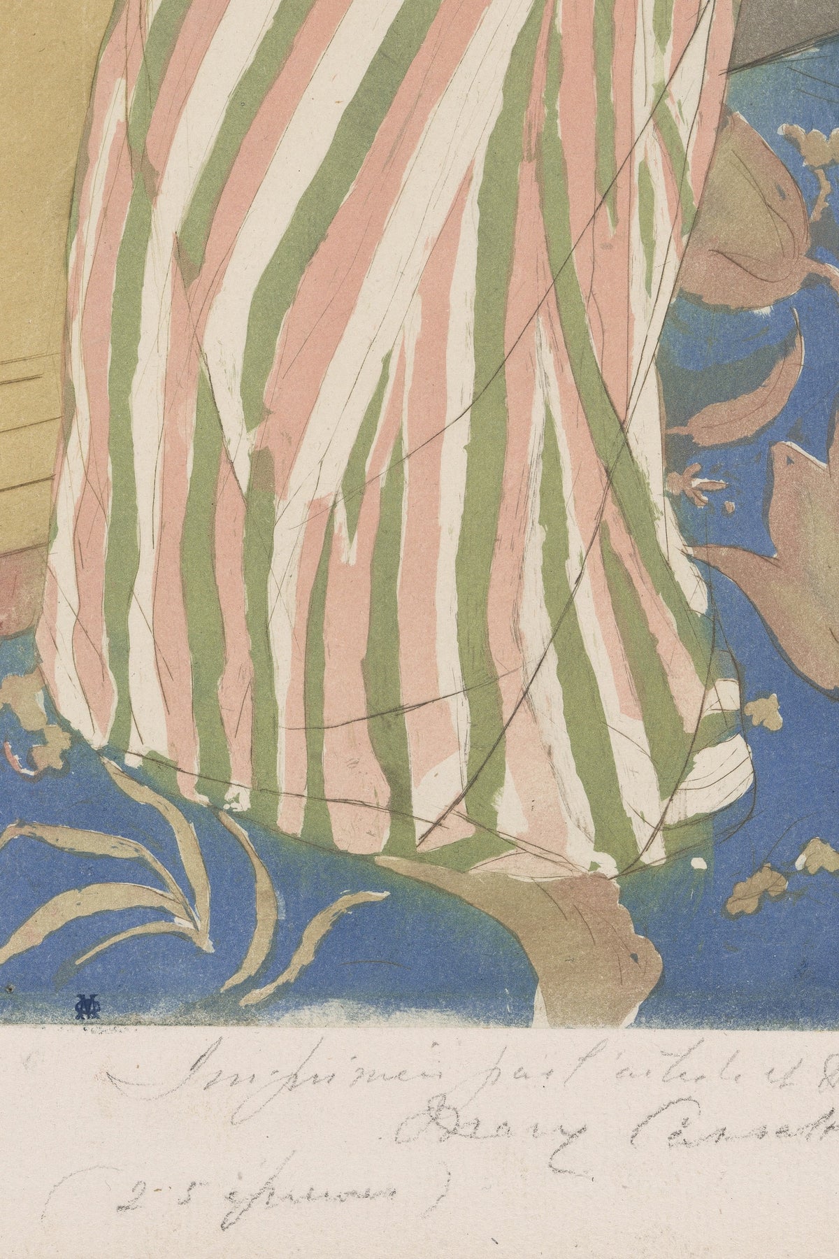 Detail: the pencil inscription in the artist’s hand