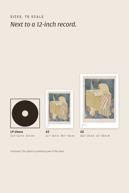 Sizes to scale: A3 and A2 next to a 12-inch record sleeve