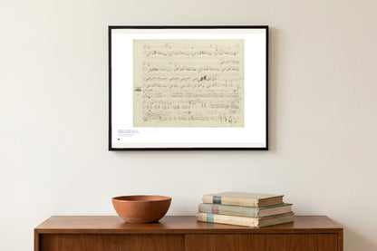 Fryderyk Chopin — Prelude No. 4 in E minor, Op. 28 (autograph) — Métrica art print, framed on a wall