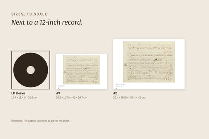 Sizes to scale next to a 12-inch record sleeve