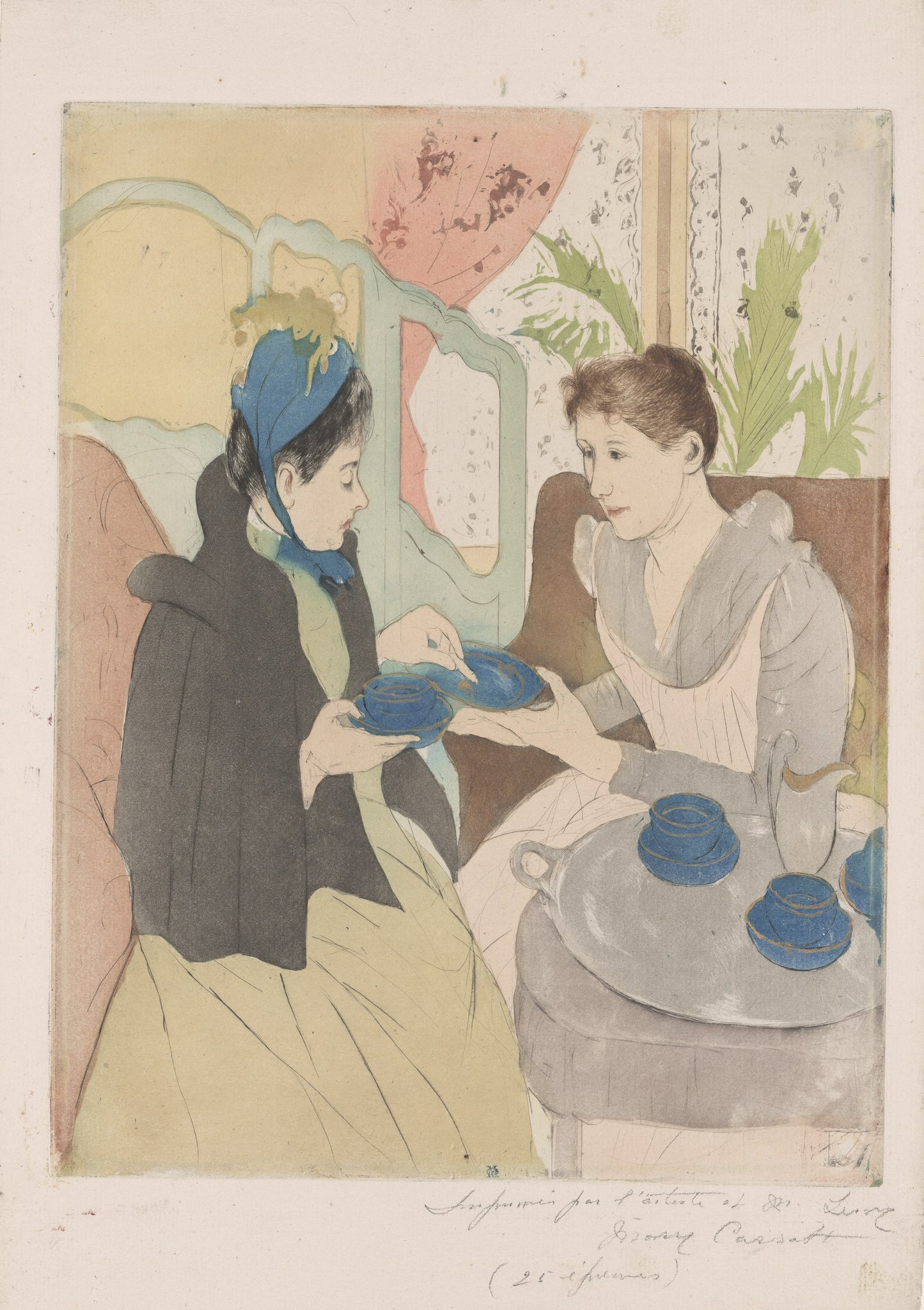 Mary Cassatt, Afternoon Tea Party, colour aquatint and drypoint, 1890–91