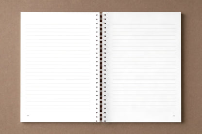 The Monitory Lizard — open notebook, your pages: ruled paper, digitally composed product view