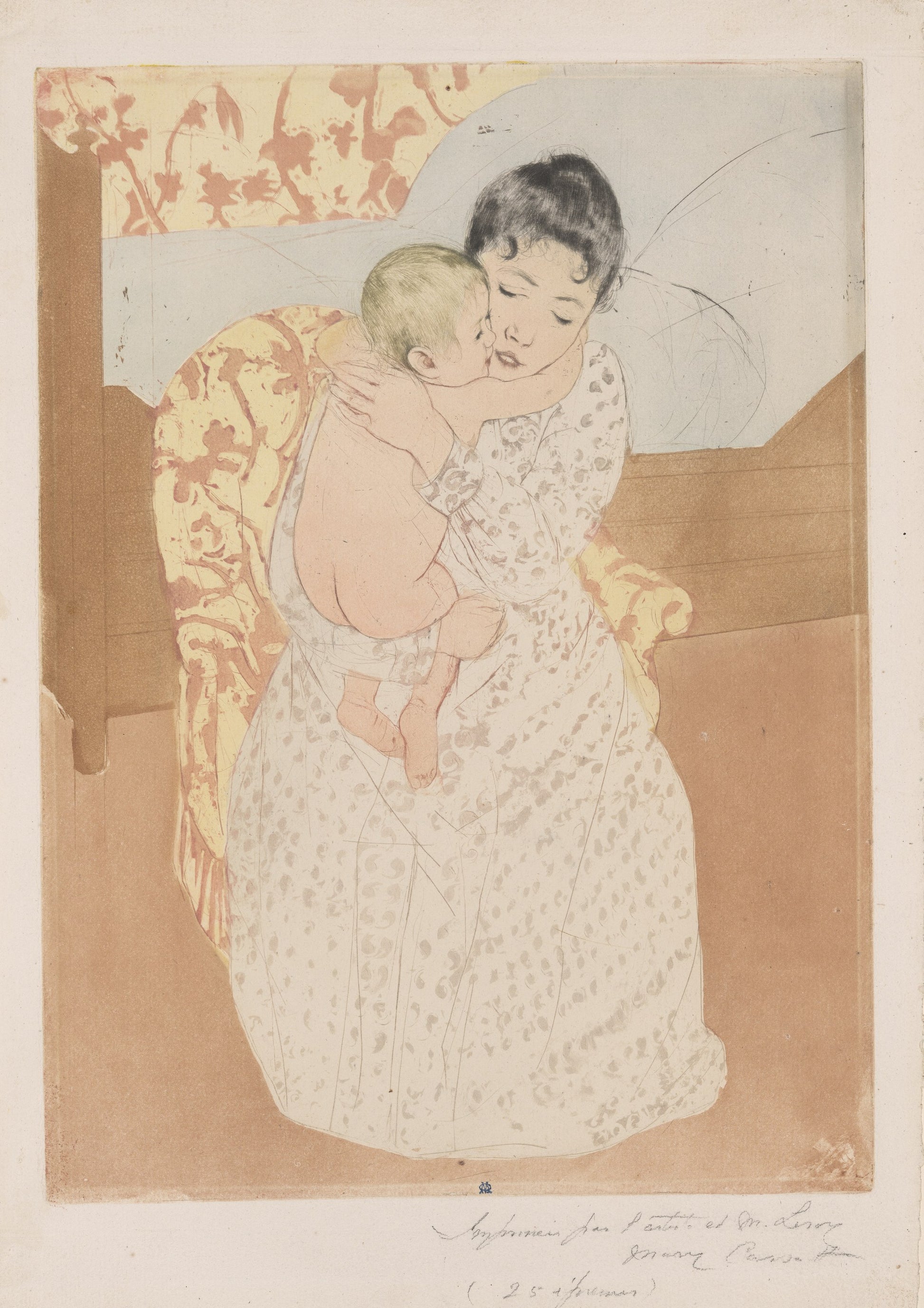 Mary Cassatt, Maternal Caress, colour aquatint and drypoint, 1890–91