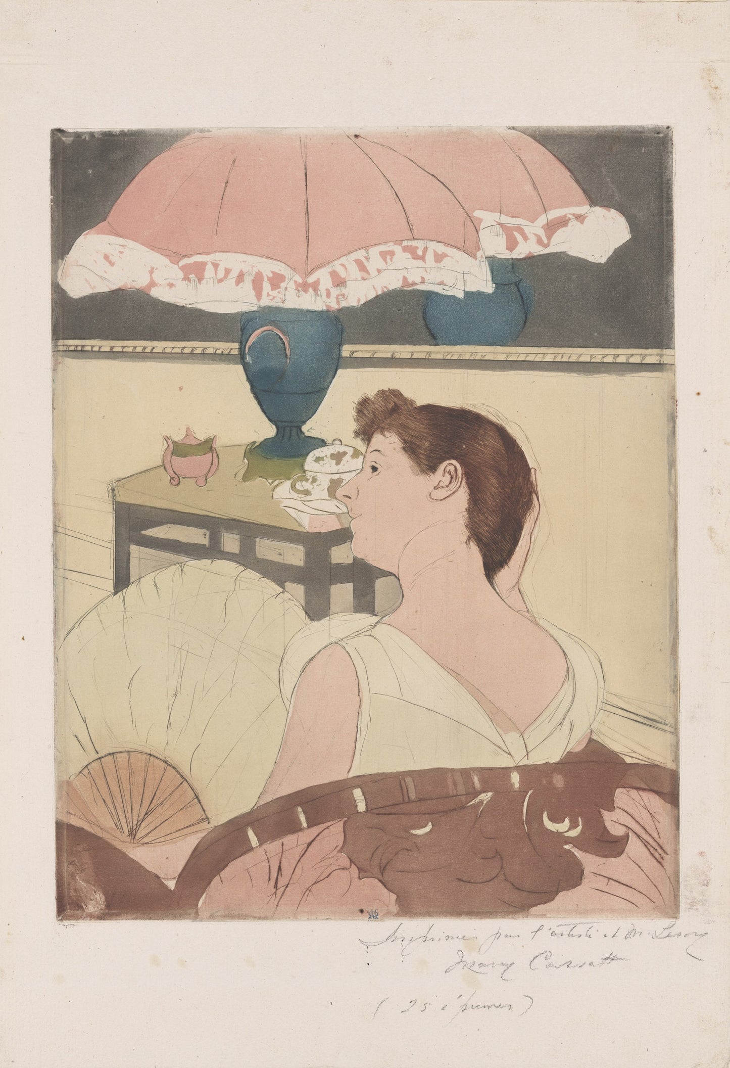 Mary Cassatt, The Lamp, colour aquatint and drypoint, 1890–91