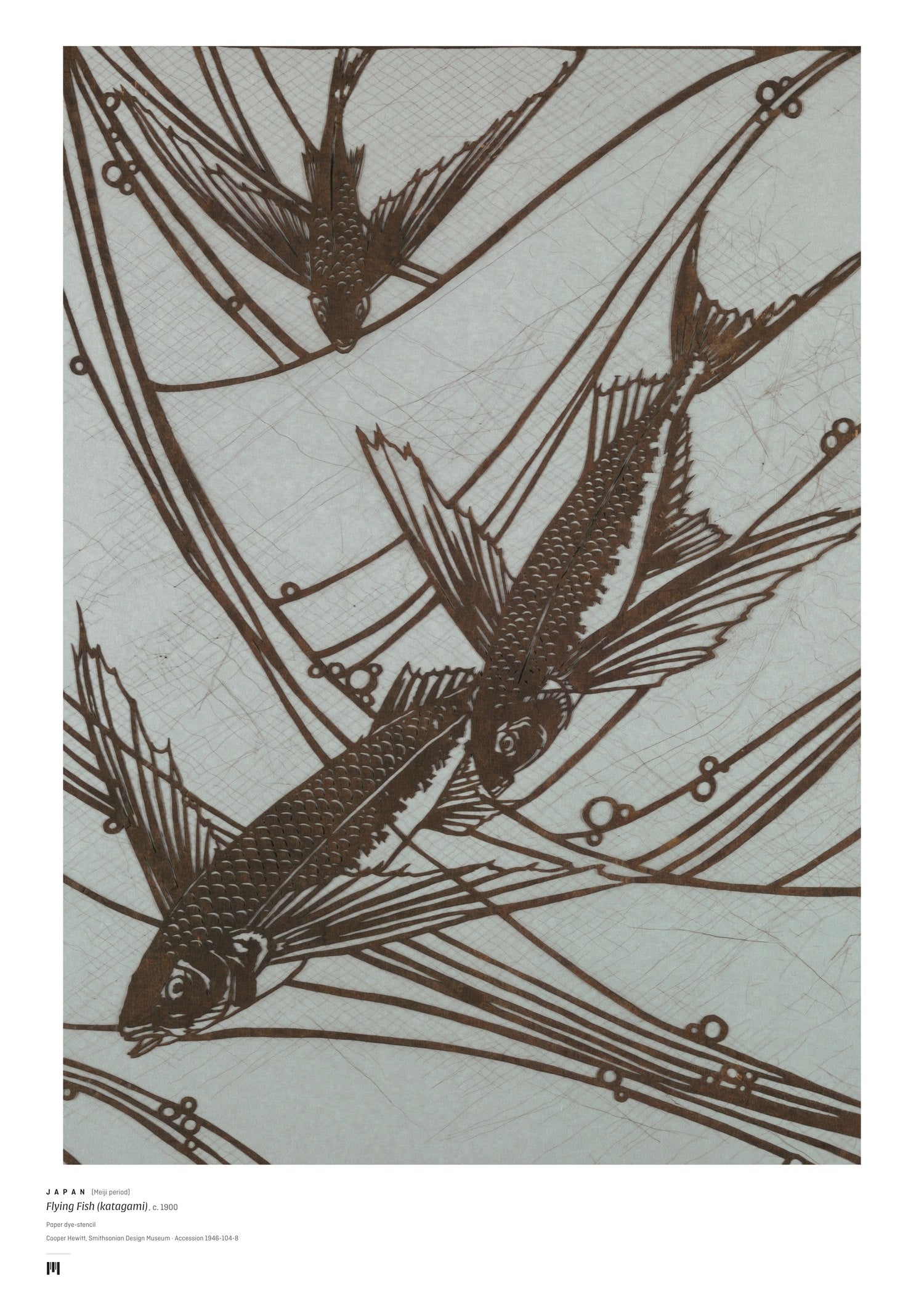 Katagami, Flying Fish (Japan, c. 1900) — archival art print