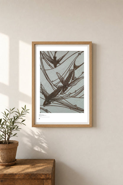 Katagami — Flying Fish (Japan, c. 1900)