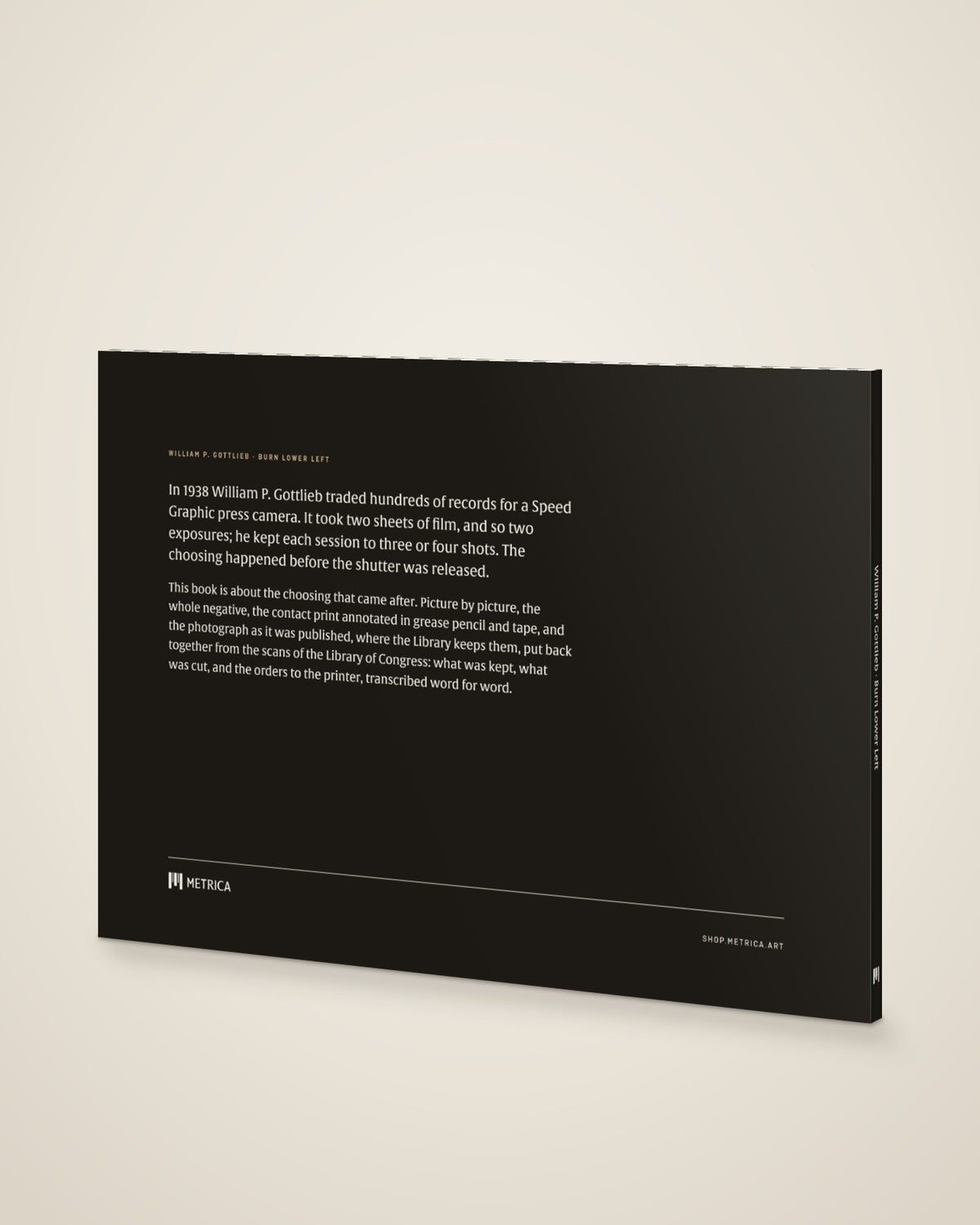 William P. Gottlieb — Burn Lower Left — the back cover (digitally composed view with the actual back cover)