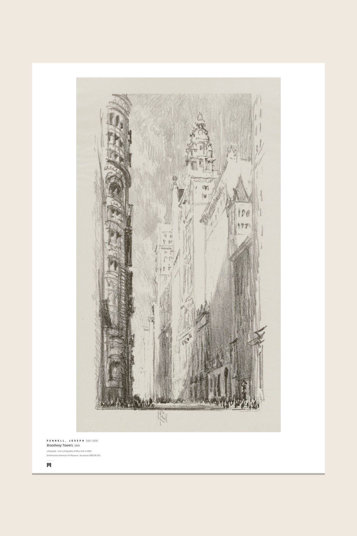 The print as it arrives: the full sheet with the Métrica museum caption