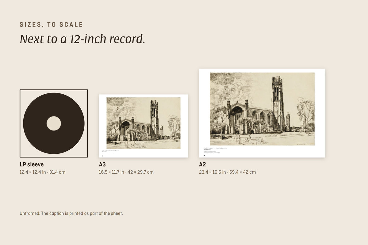 Sizes to scale next to a 12-inch record sleeve