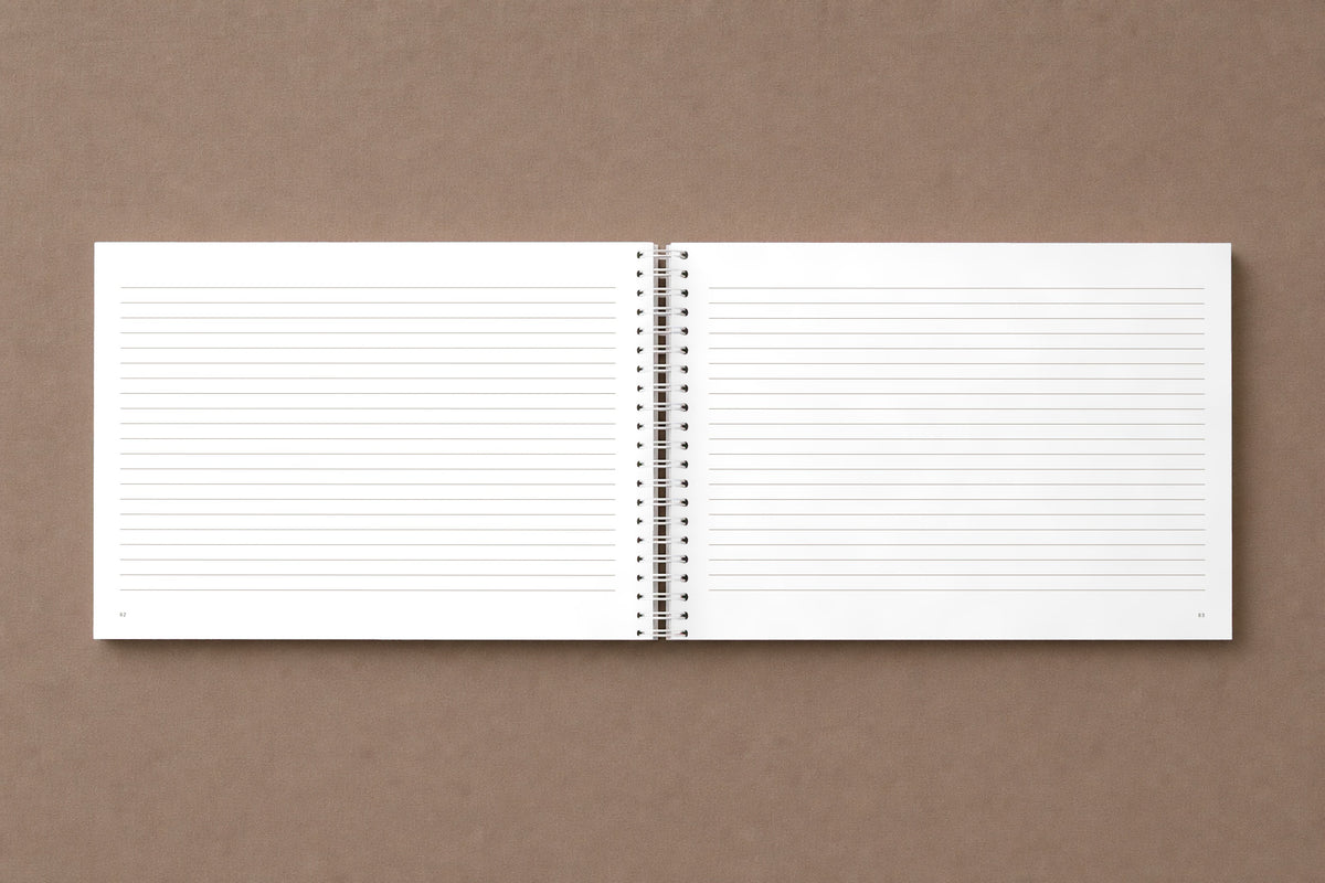 Mozart — Symphony No. 32, K. 318 — open notebook, lined pages eight millimetres apart, digitally composed product view
