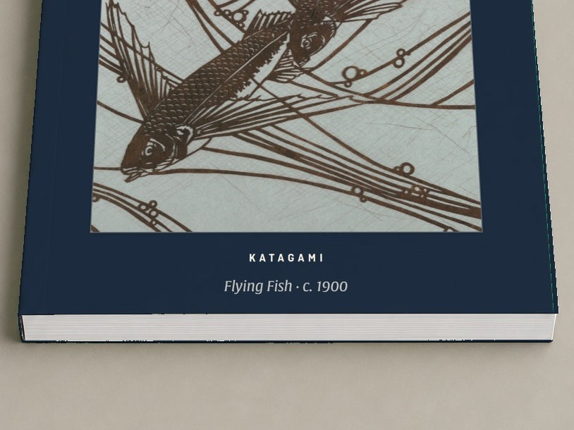 Katagami — Flying Fish — close-up of the printed cover and page edges