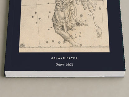 Johann Bayer — Orion — close-up of the printed cover and page edges