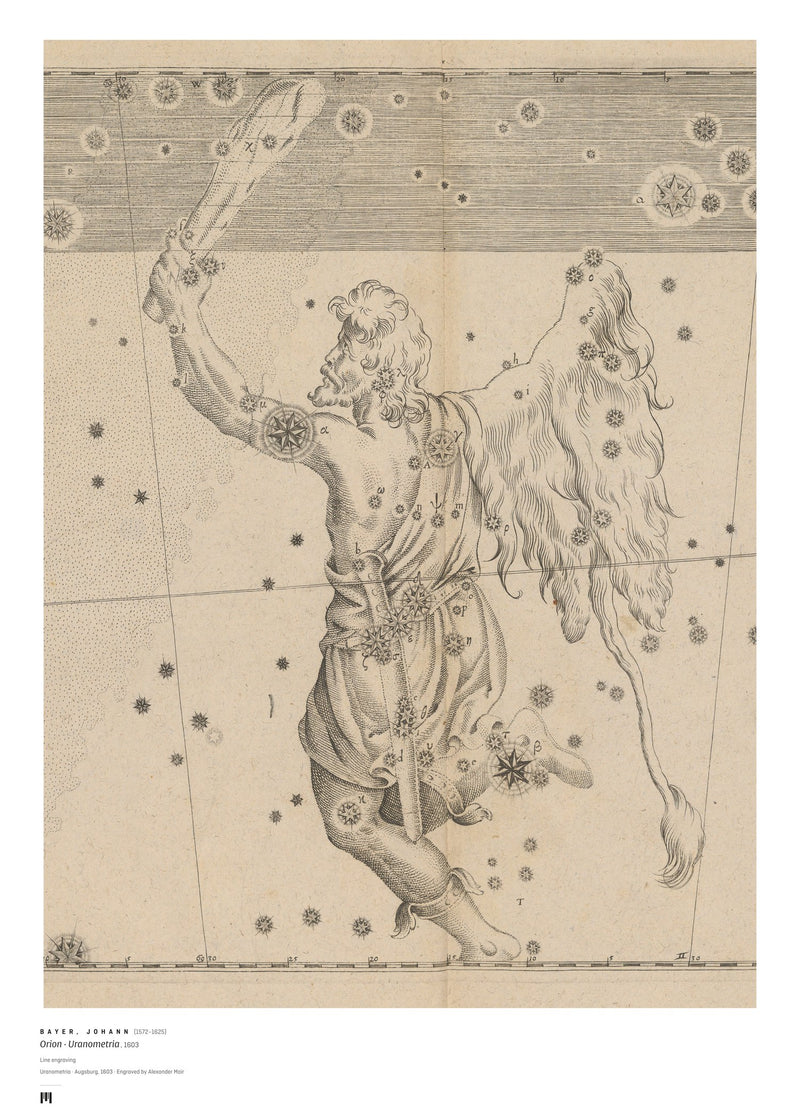 Johann Bayer, Orion (Uranometria, 1603) — archival art print