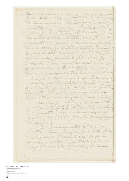 Arthur Rimbaud, « Je est un autre » (1871) — archival art print
