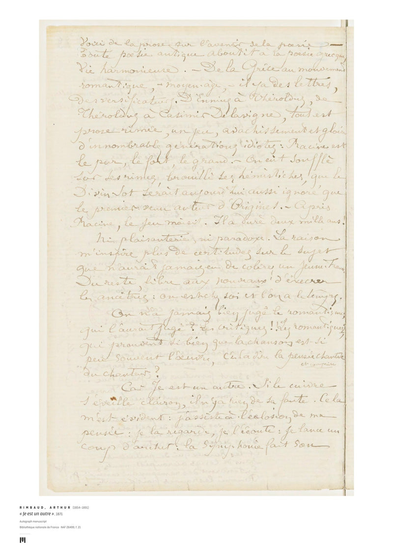 Arthur Rimbaud, « Je est un autre » (1871) — archival art print