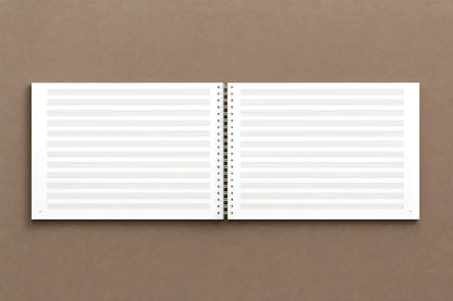 Schubert — For Goethe — open notebook, staff paper: twelve staves to a page, ruled at the size of Schubert's, digitally composed product view