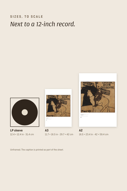 Sizes to scale next to a 12-inch record sleeve