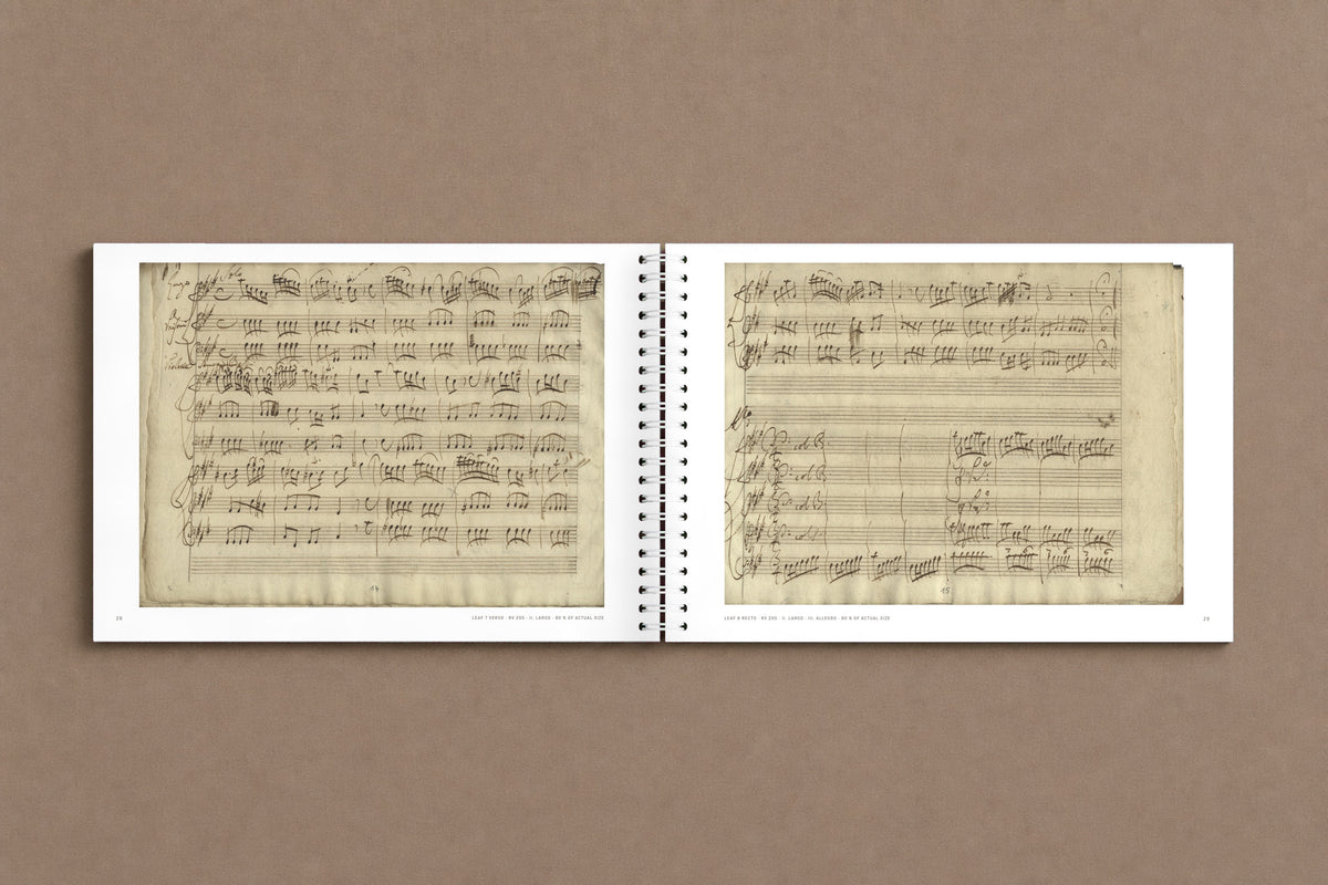 Vivaldi — Made for Pisendel — open notebook with two pages of the D major concerto in Vivaldi's hand, digitally composed product view
