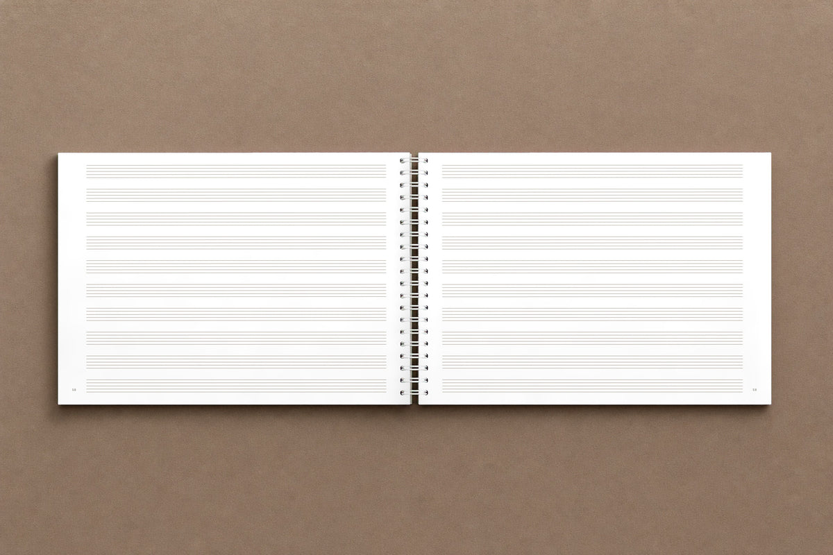 Vivaldi — Made for Pisendel — open notebook, staff paper: ten staves to a page, ruled at the size of Vivaldi's, digitally composed product view