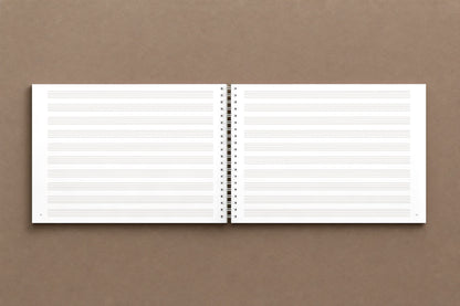 Vivaldi — Made for Pisendel — open notebook, staff paper: ten staves to a page, ruled at the size of Vivaldi's, digitally composed product view