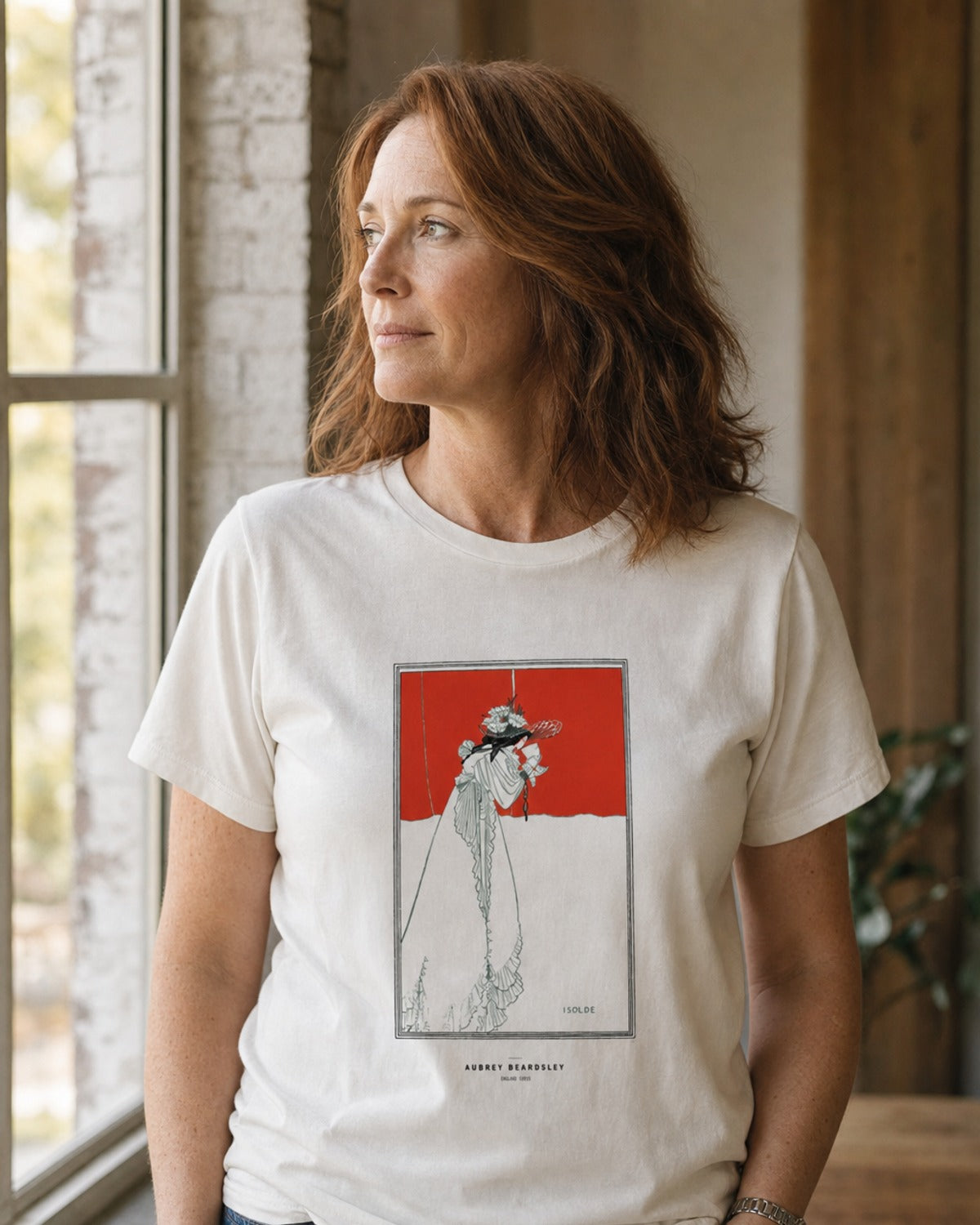 Aubrey Beardsley, Isolde, 1895 — screenprinted on natural cotton